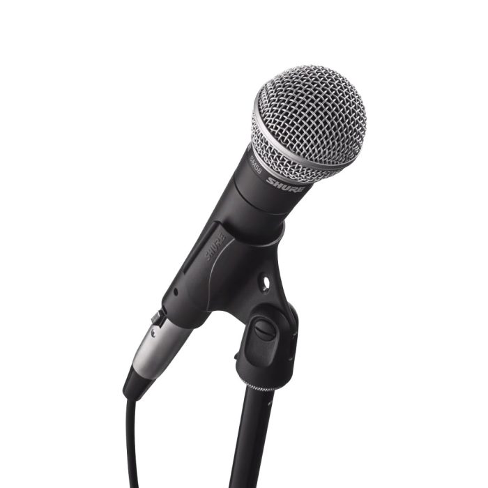 Shure SM58 Microphone on a mic stand with XLR cable